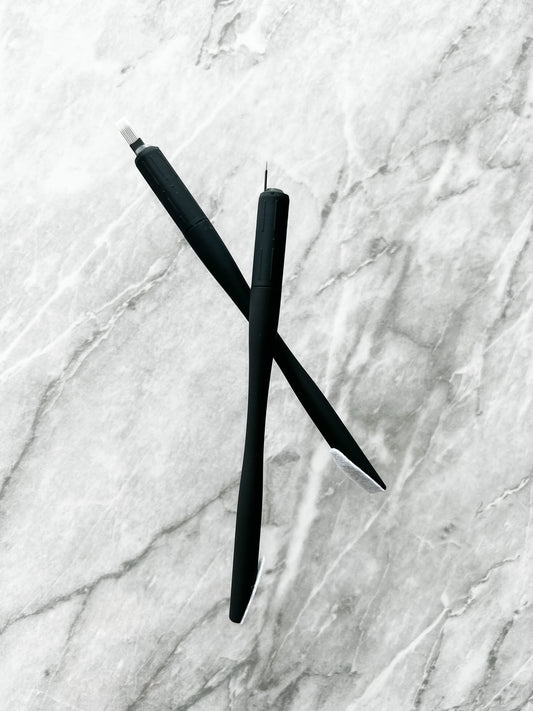 eco-friendly universal disposable microblading handle with eccentric blade positioning for eyebrow hairstroke tattoing